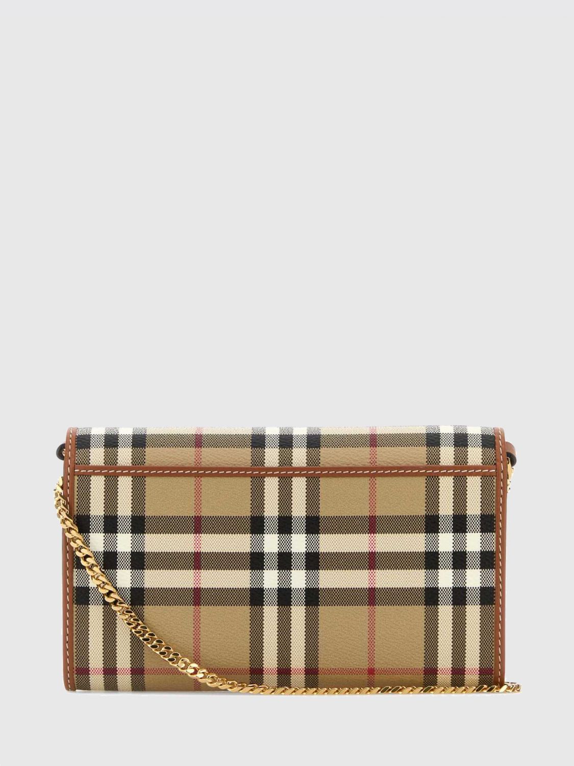 BURBERRY OS check coated cotton wallet on chain bag