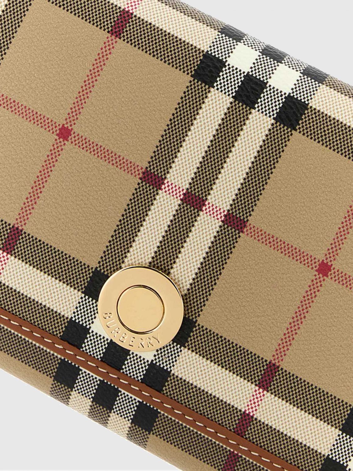 check coated cotton wallet on chain bag