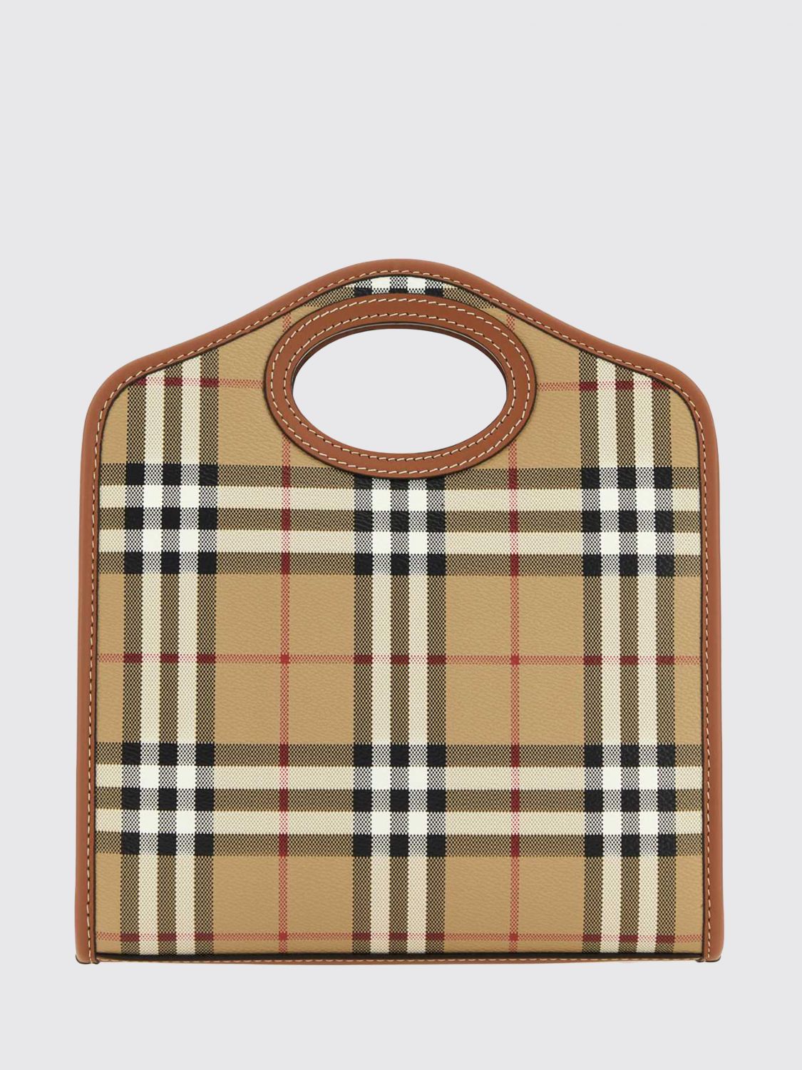 BURBERRY OS small pocket handbag in vintage check canvas with leather trim