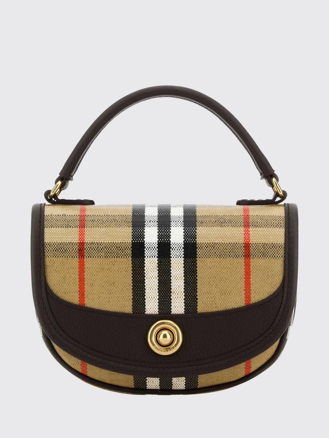 highlands mini half-moon bag in vintage check canvas and leather