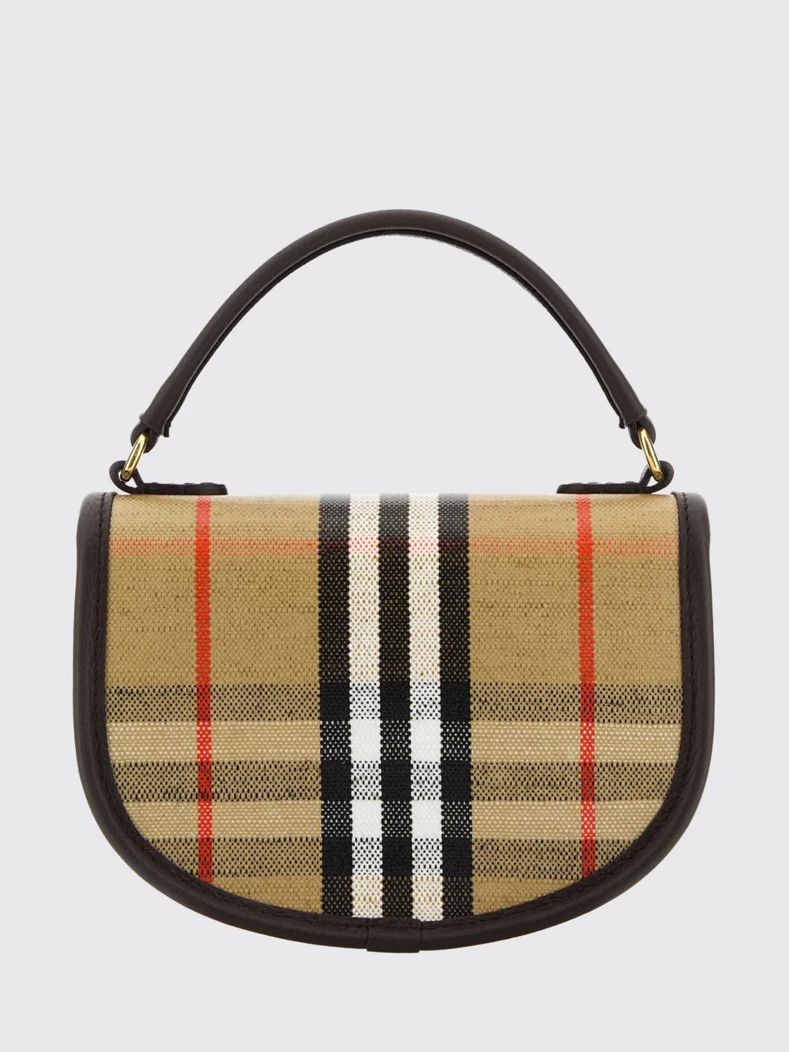 BURBERRY OS highlands mini half-moon bag in vintage check canvas and leather