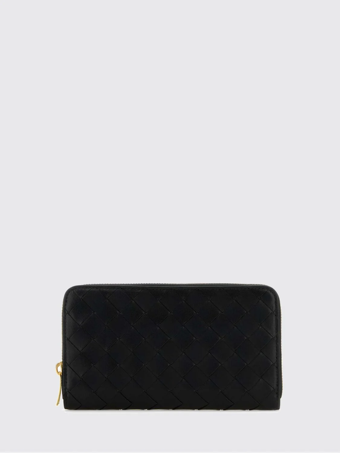 intrecciato leather continental zip-around wallet