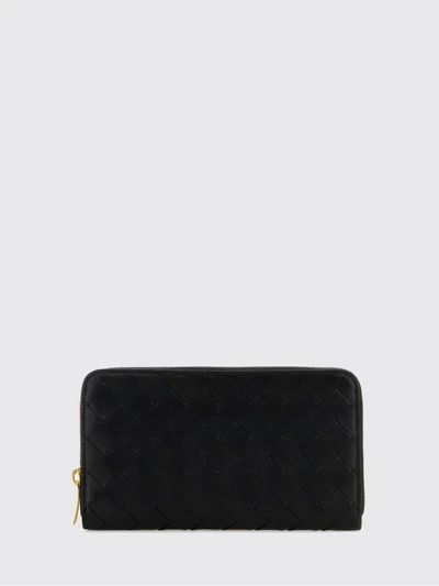 intrecciato leather continental zip-around wallet