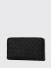 intrecciato leather continental zip-around wallet