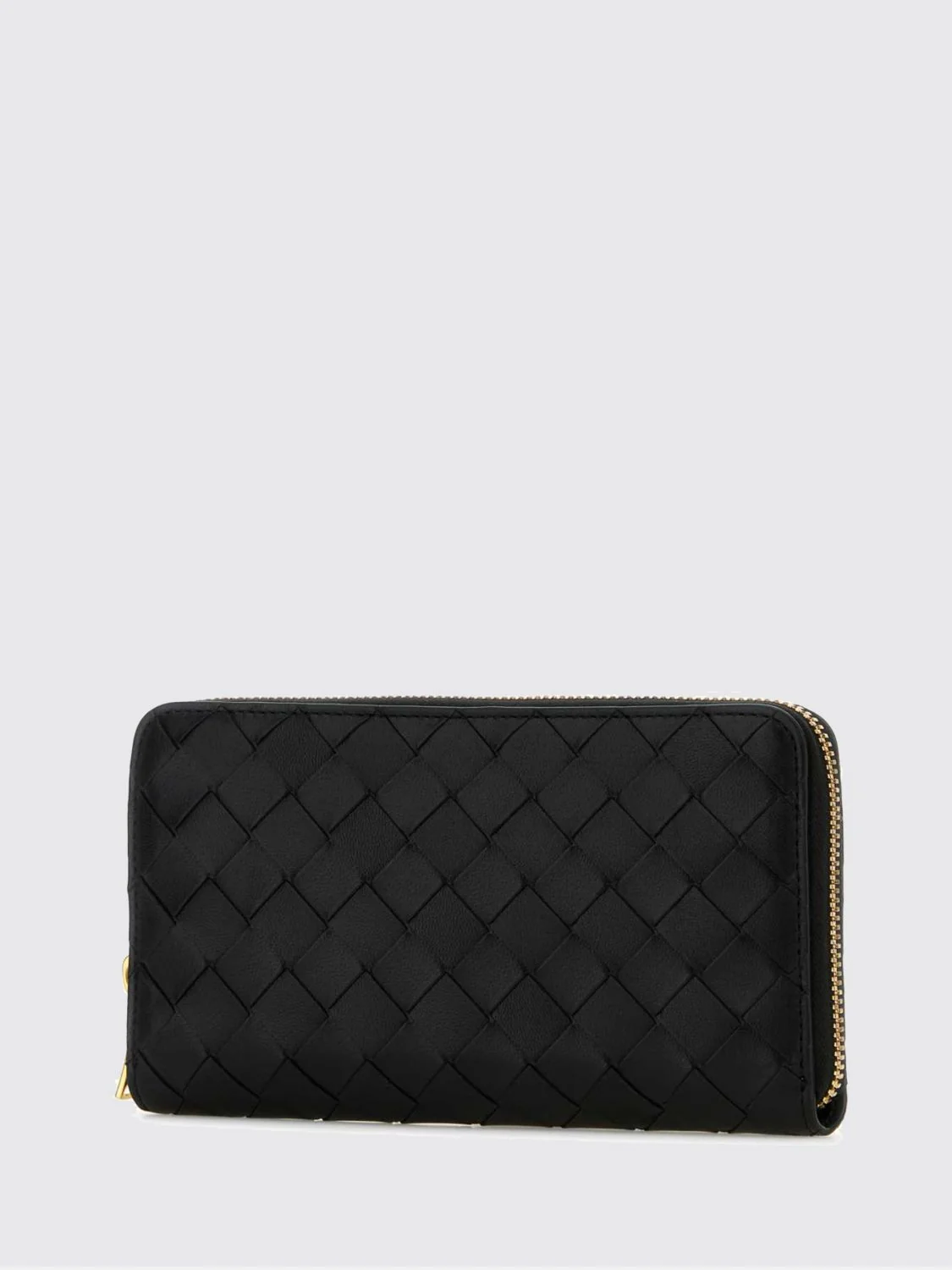 intrecciato leather continental zip-around wallet
