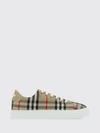 low-top lace-up sneakers in cotton canvas with vintage check pattern
