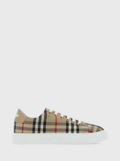 low-top lace-up sneakers in cotton canvas with vintage check pattern