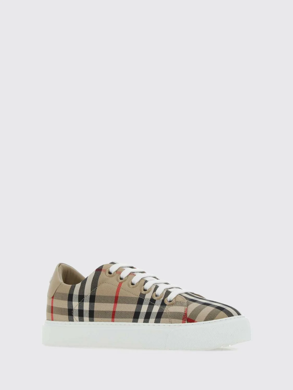 low-top lace-up sneakers in cotton canvas with vintage check pattern
