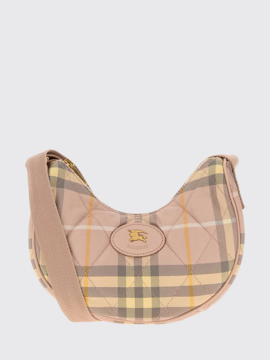 BURBERRY OS horseshoe crossbody bag in quilted twill with vintage check pattern