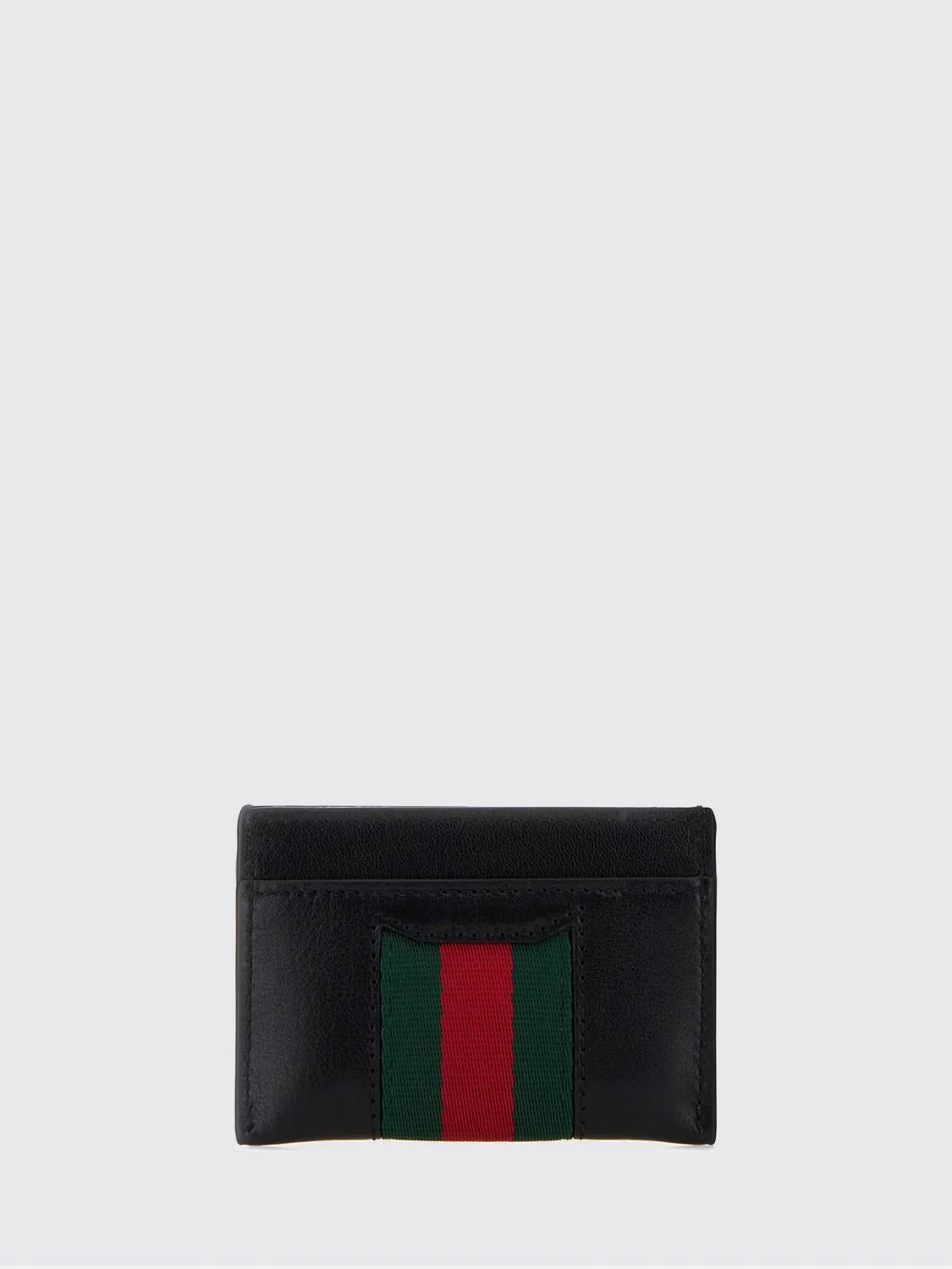 smooth leather card holder with horsebit detail and gold-tone hardware