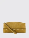 rockstud suede clutch with studs and wrist strap