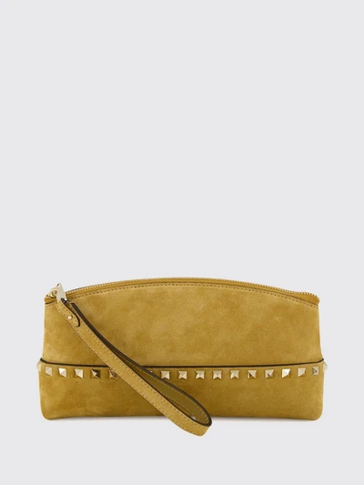 rockstud suede clutch with studs and wrist strap