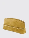rockstud suede clutch with studs and wrist strap