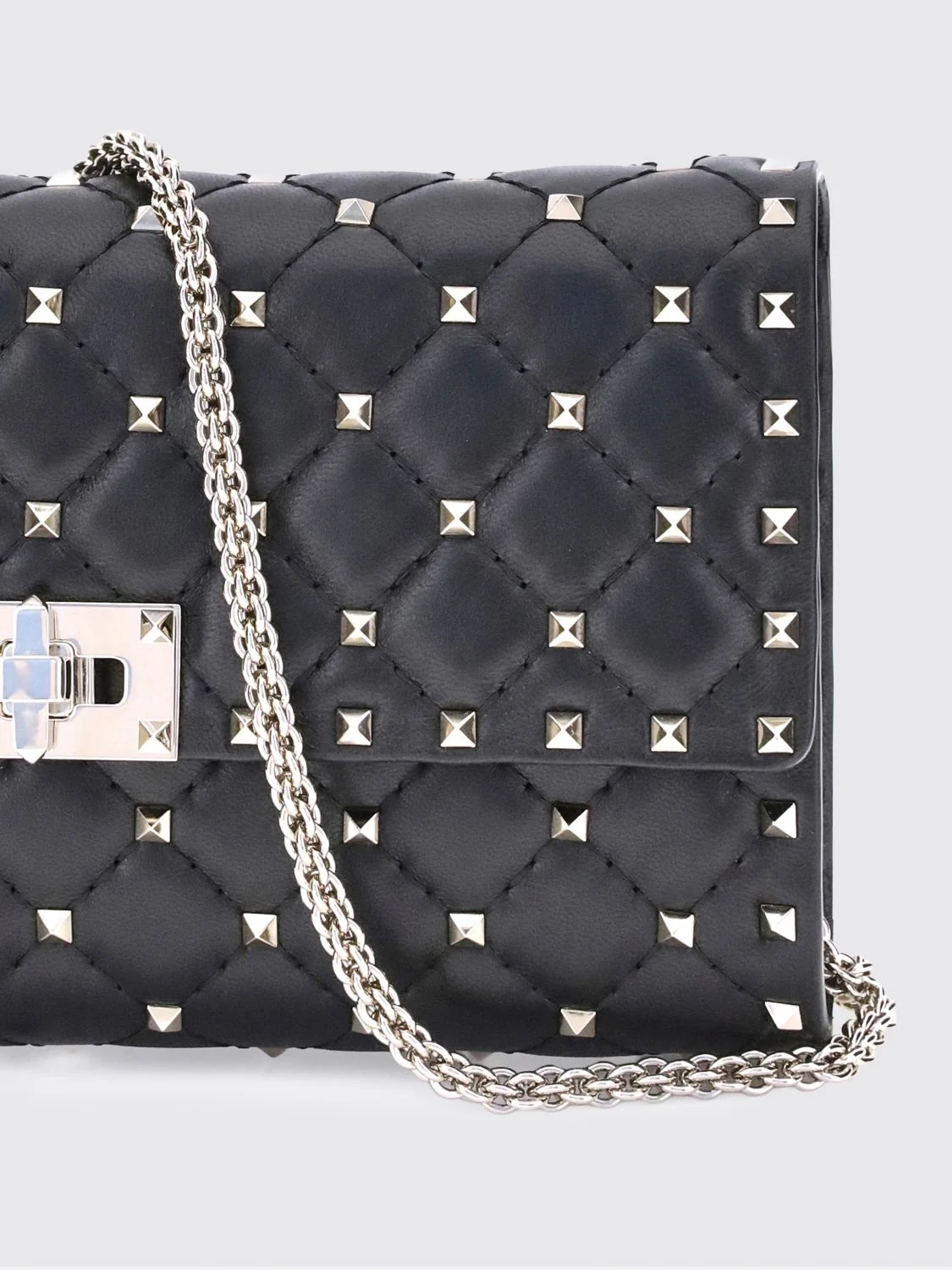 rockstud quilted nappa crossbody bag with studs