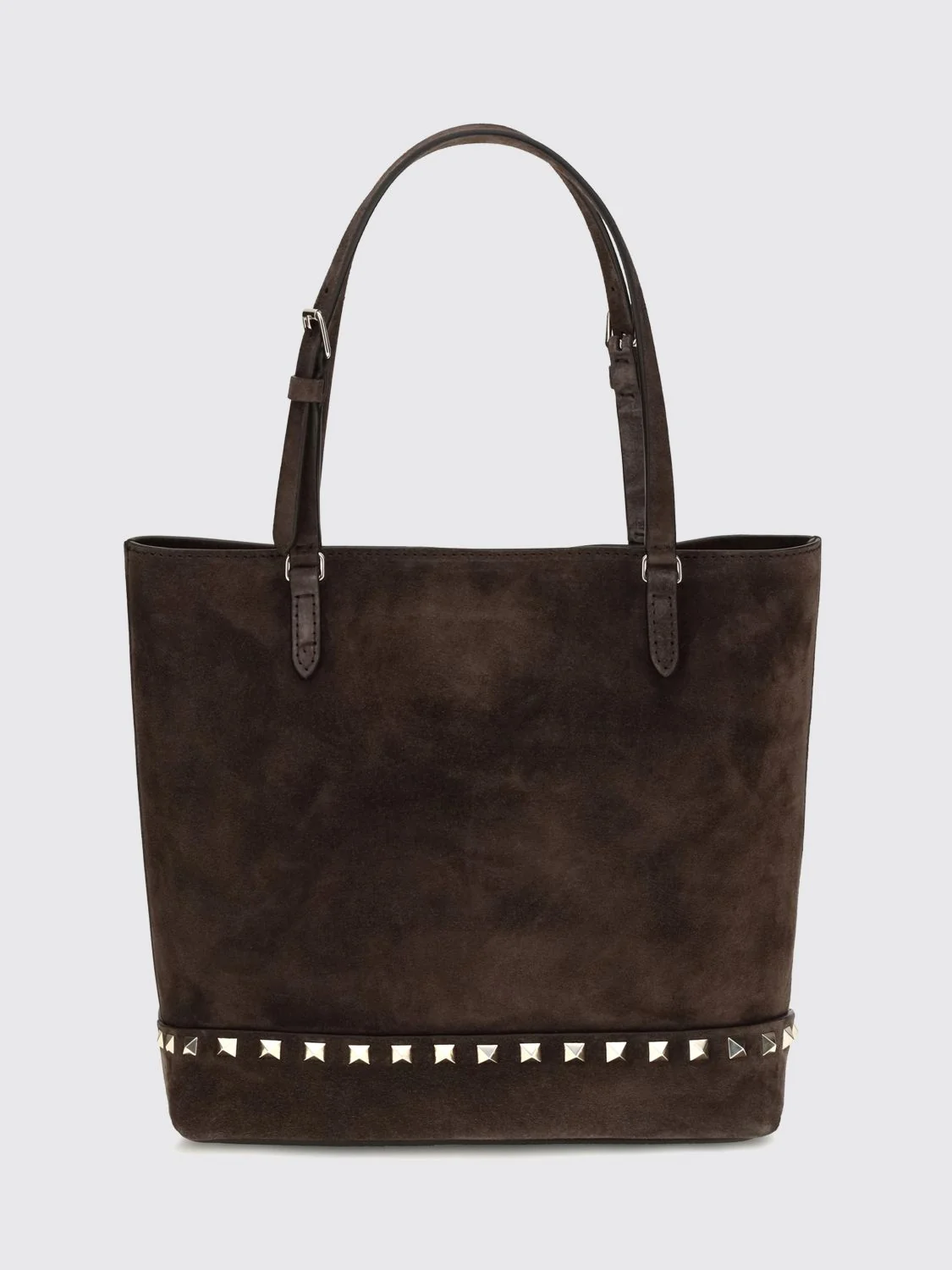 VALENTINO GARAVANI OS small rockstud suede tote bag with studs and embroidery