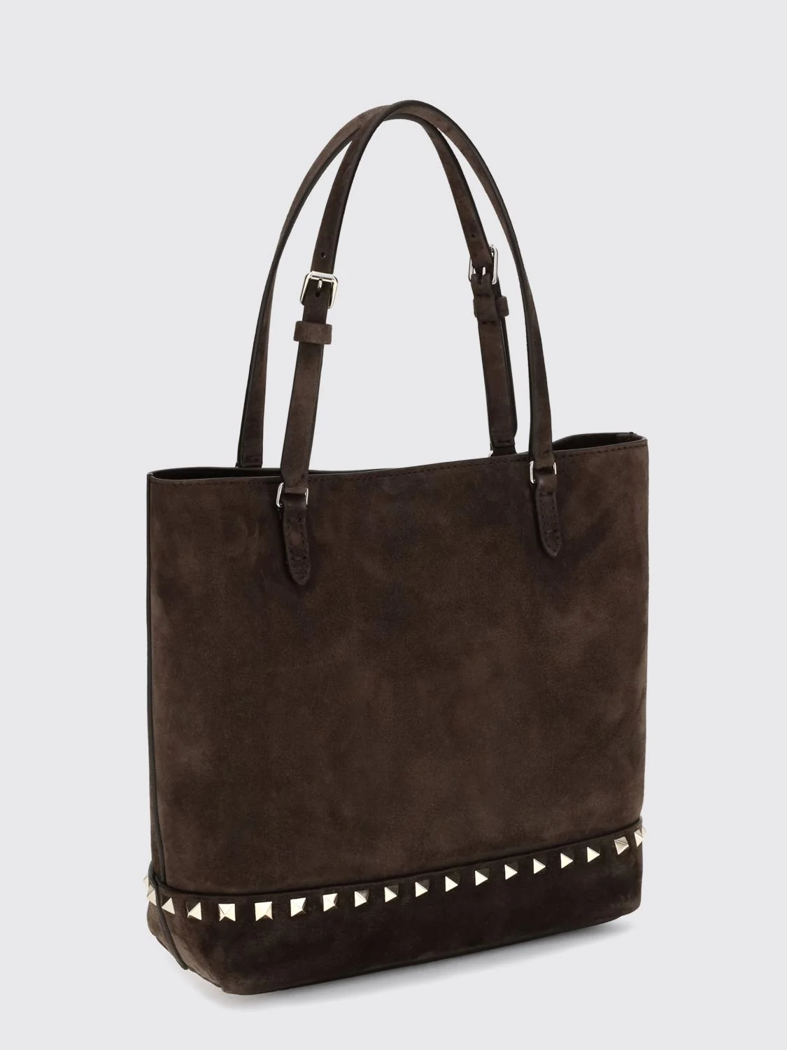 VALENTINO GARAVANI OS small rockstud suede tote bag with studs and embroidery