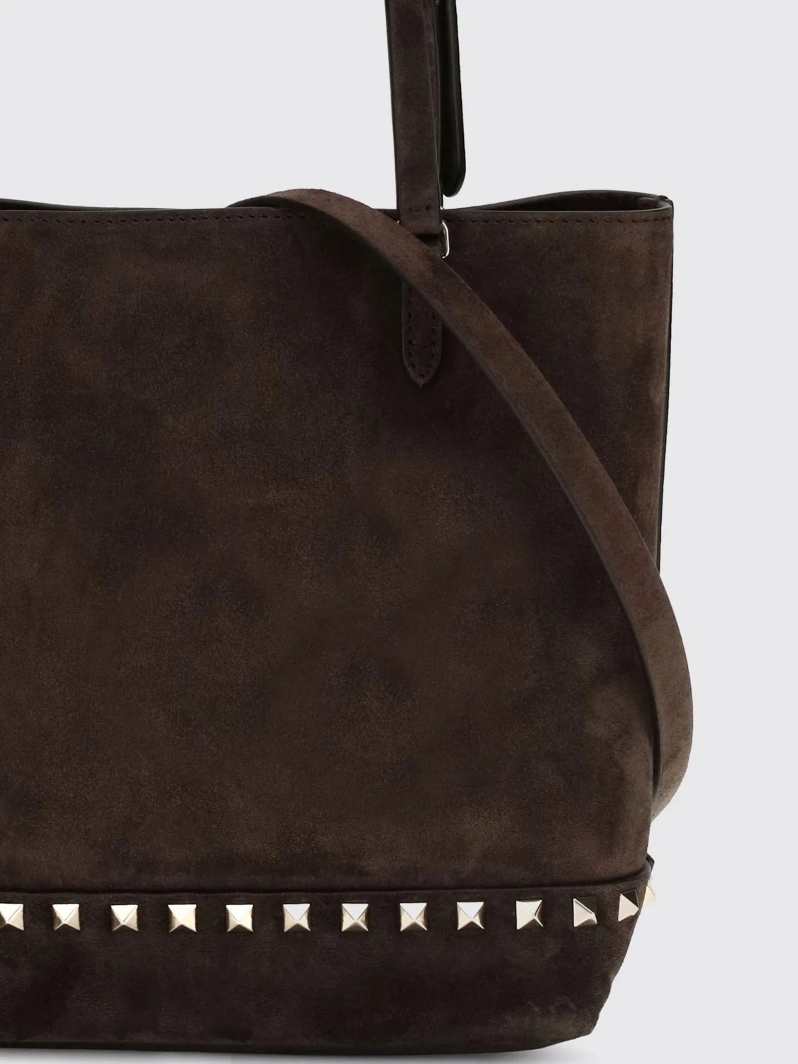 small rockstud suede tote bag with studs and embroidery
