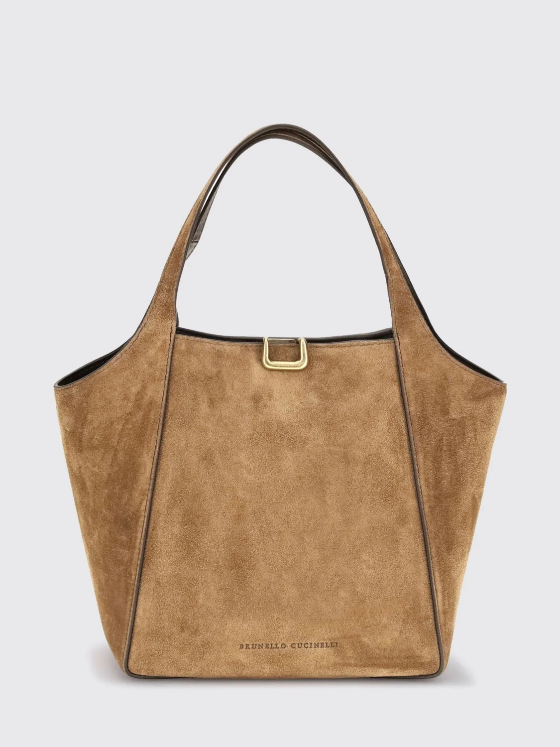 BRUNELLO CUCINELLI OS small suede handbag with double handle and removable strap