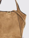 small suede handbag with double handle and removable strap