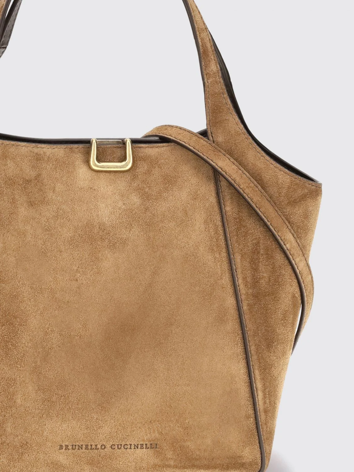 small suede handbag with double handle and removable strap