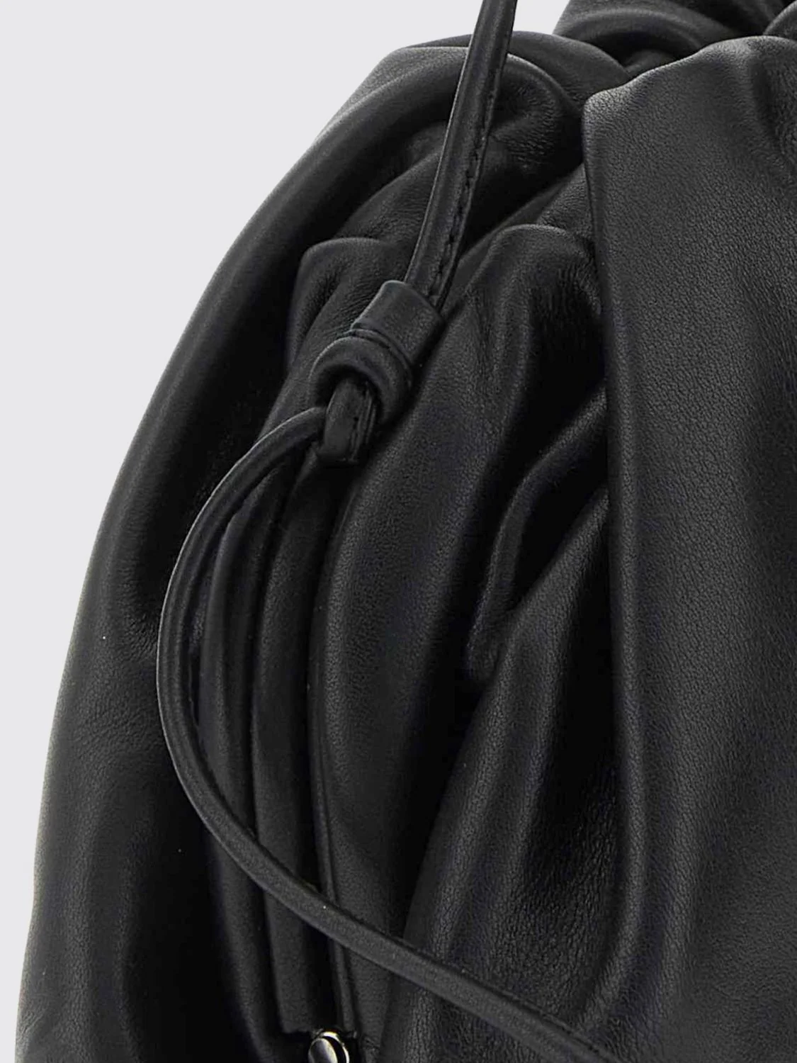 draped calfskin leather mini bag with a thin shoulder strap