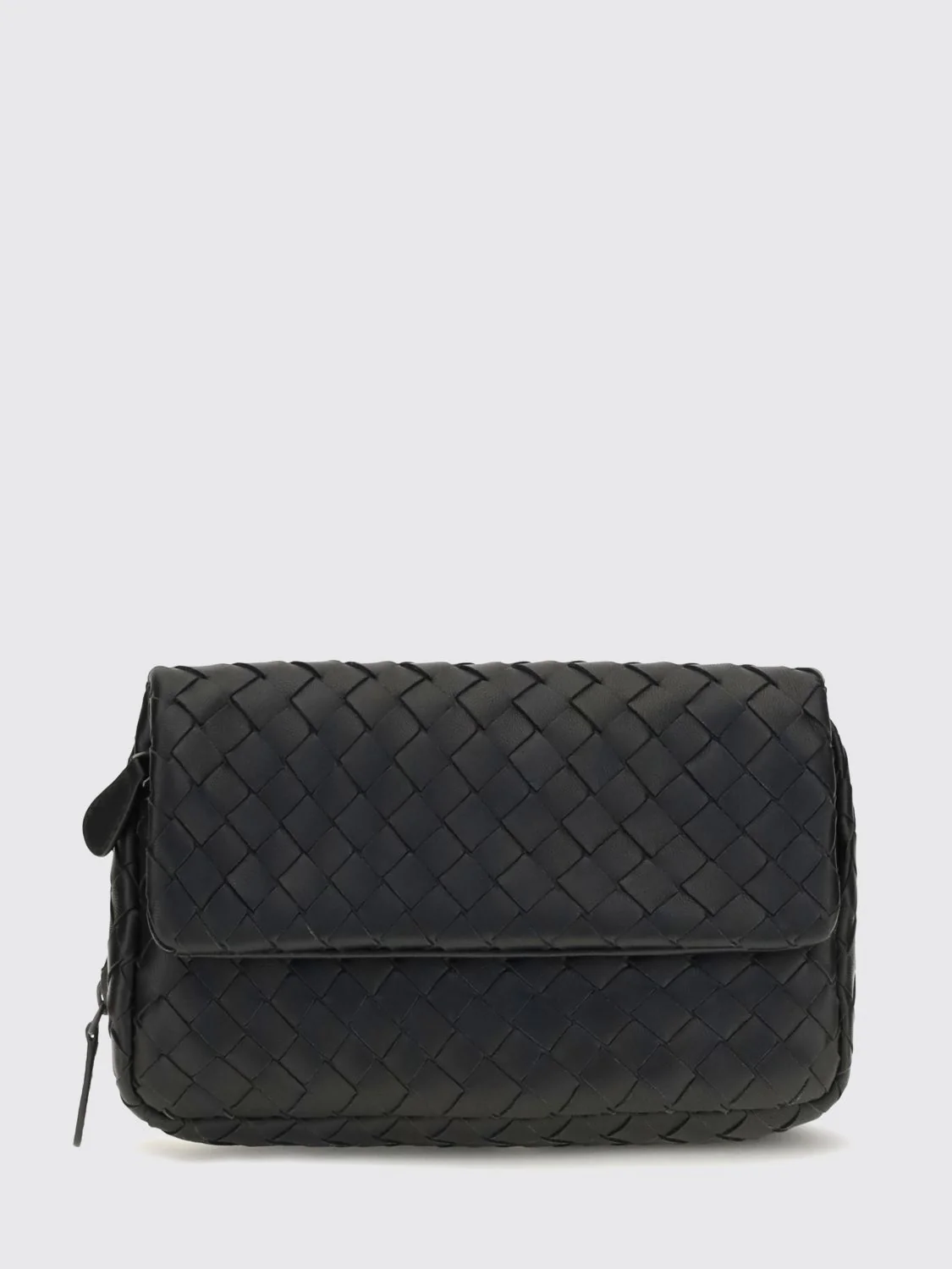 BOTTEGA VENETA OS intrecciato lambskin leather shoulder bag with flap closure