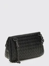 intrecciato lambskin leather shoulder bag with flap closure