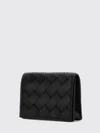 bifold woven lambskin card holder with snap button