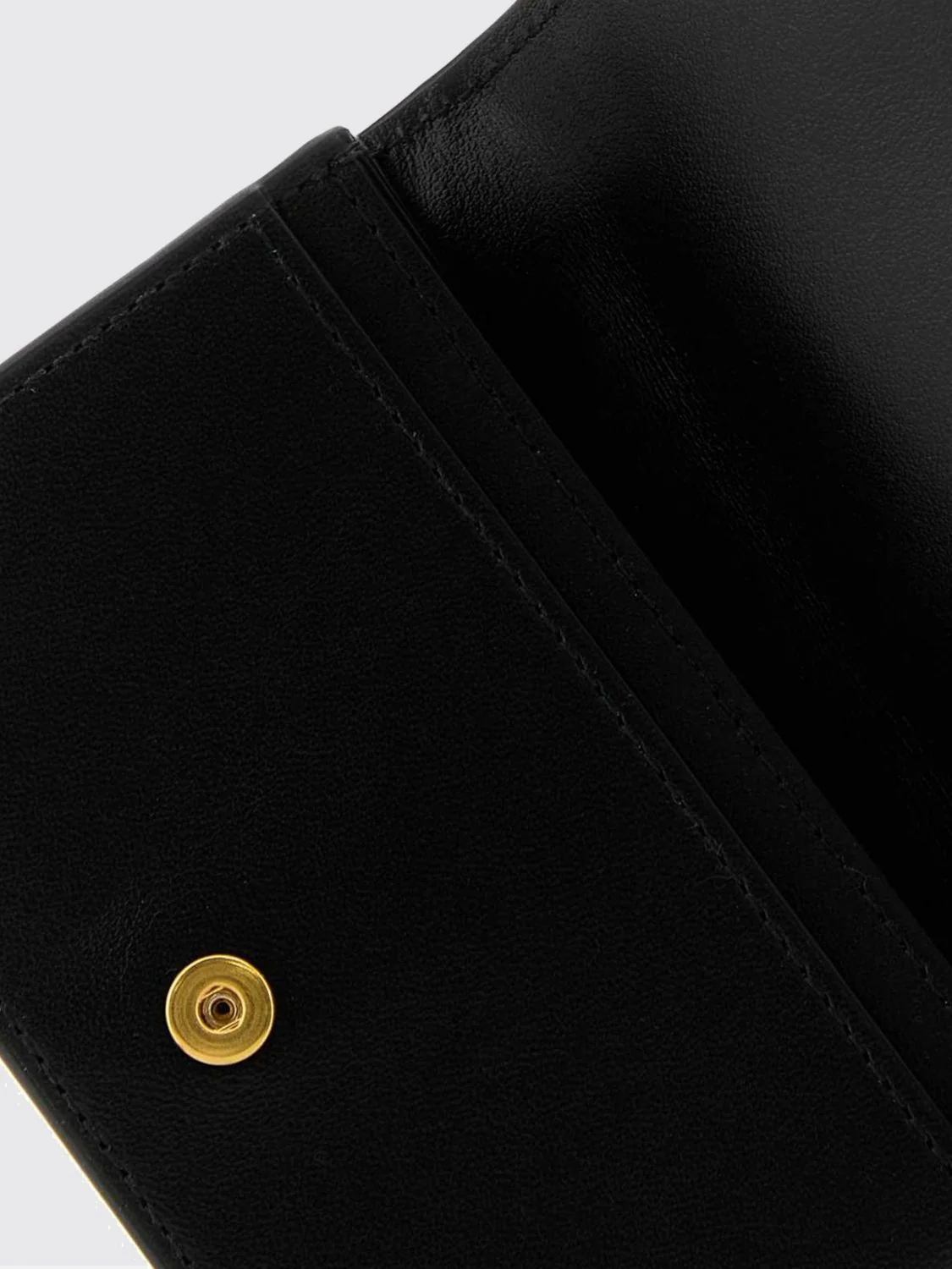 bifold woven lambskin card holder with snap button