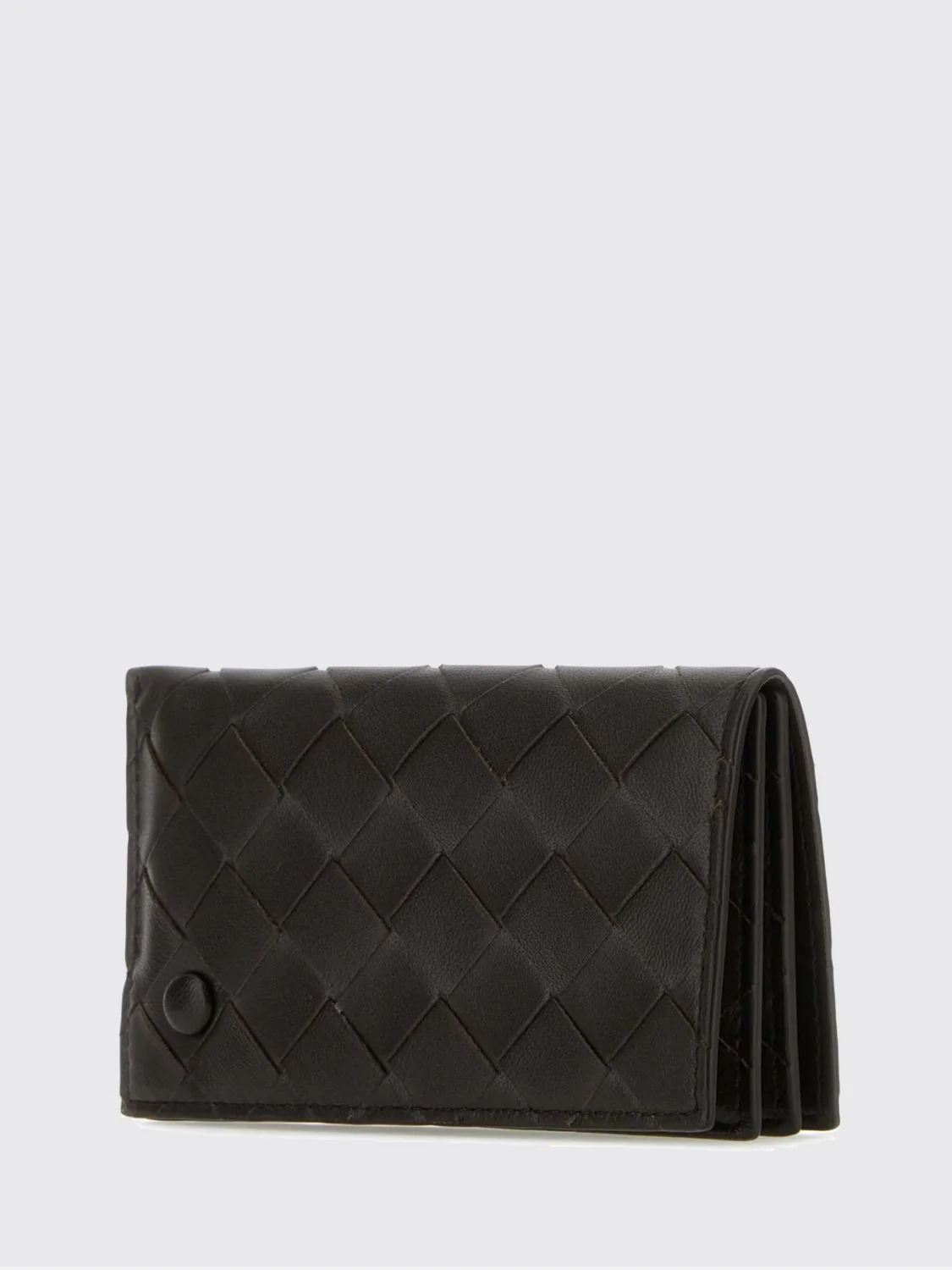 woven nappa leather card holder with removable mirror