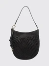 medium hobo bag in woven calfskin with logo shoulder strap