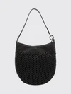 medium hobo bag in woven calfskin with logo shoulder strap