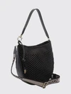 medium hobo bag in woven calfskin with logo shoulder strap