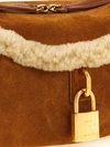 shearling and suede leather shoulder bag with padlock