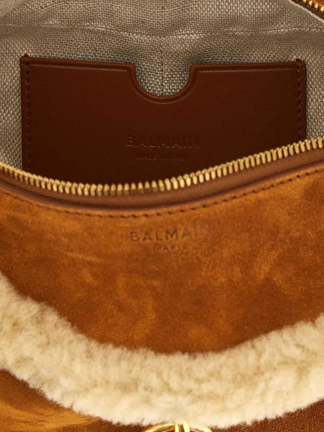 shearling and suede leather shoulder bag with padlock