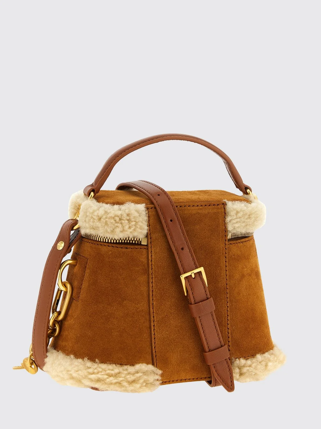 pulse vanity mini bag in shearling and suede leather
