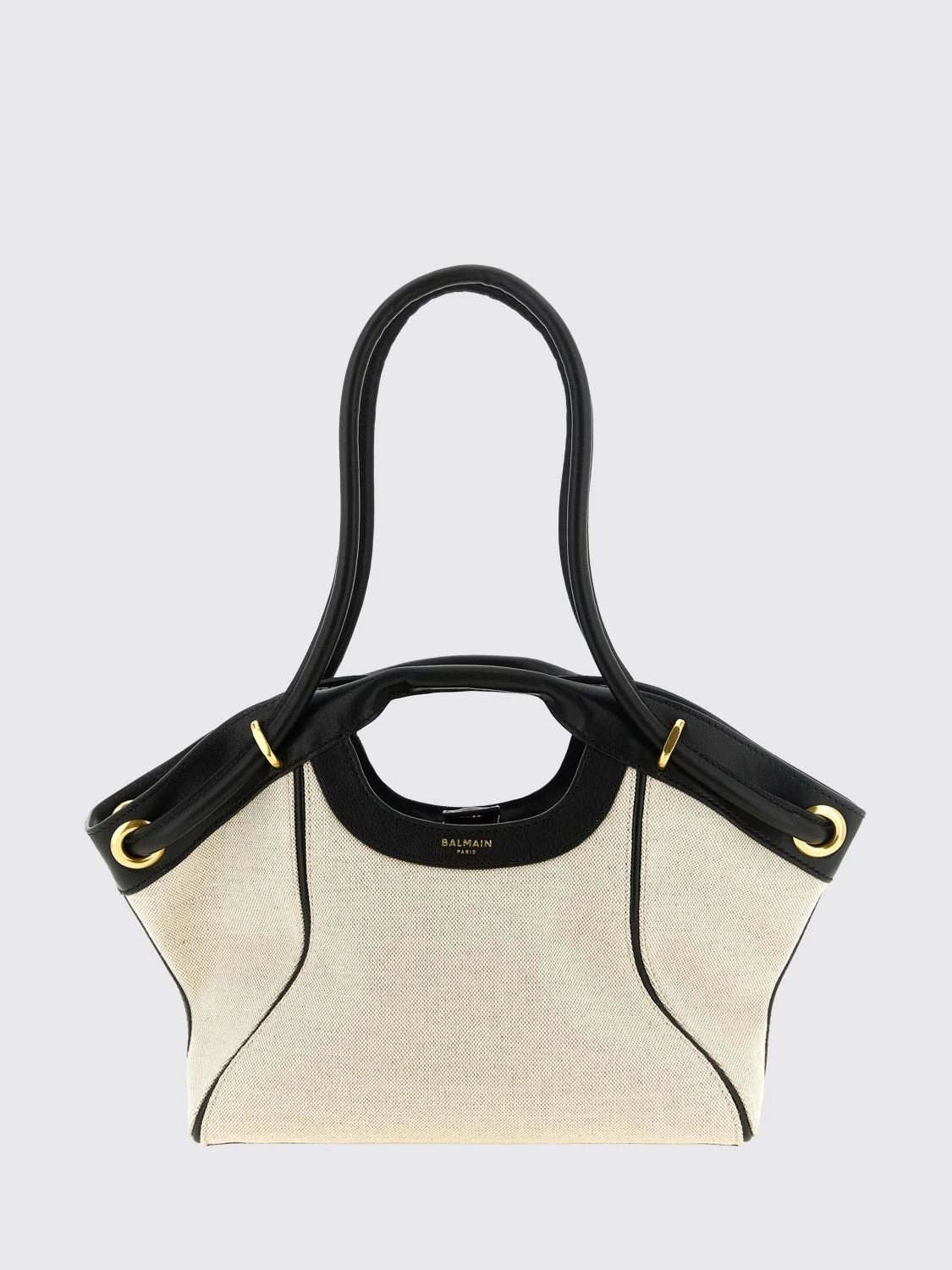 BALMAIN OS linen and cotton tote bag with four handles and inner pouch
