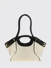 linen and cotton tote bag with four handles and inner pouch