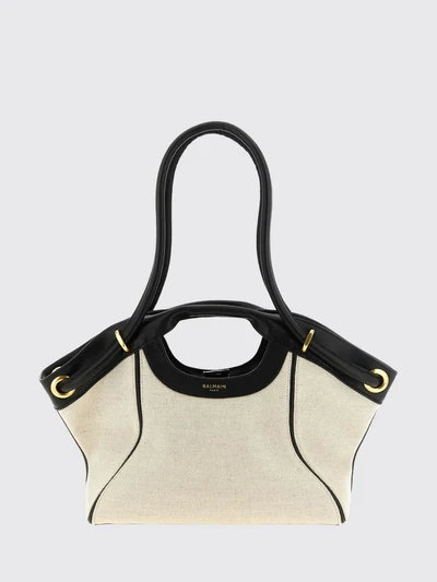 linen and cotton tote bag with four handles and inner pouch
