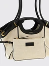 linen and cotton tote bag with four handles and inner pouch