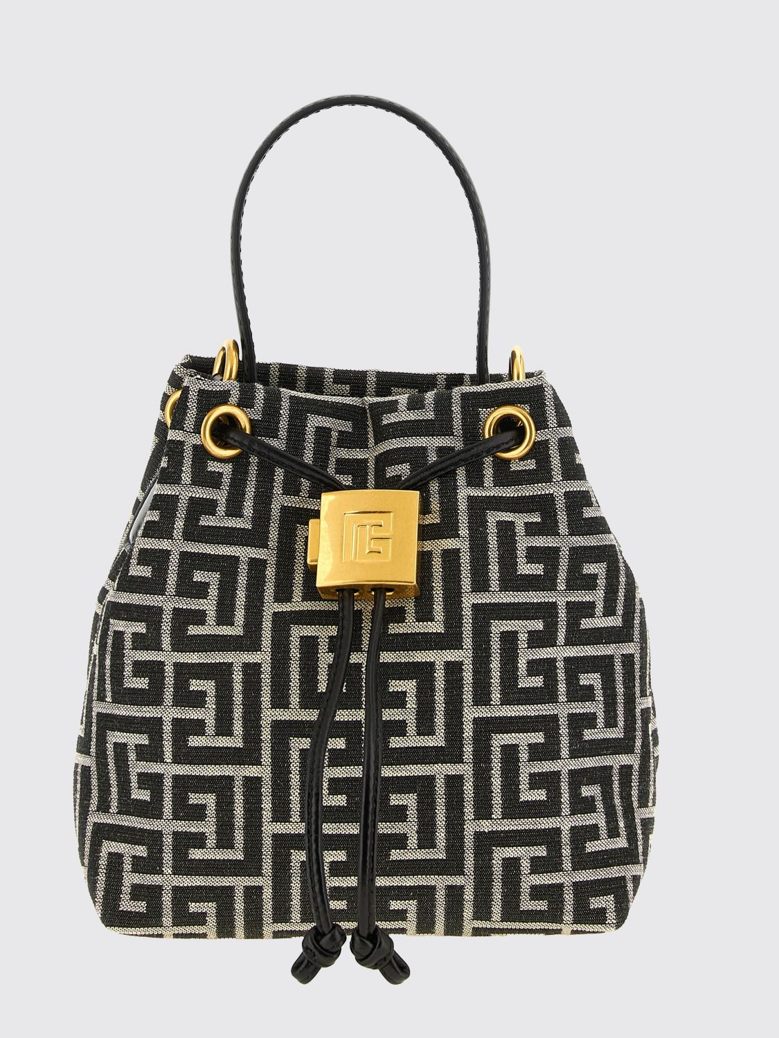 BALMAIN OS pulse mini bucket bag with pb monogram and padlock
