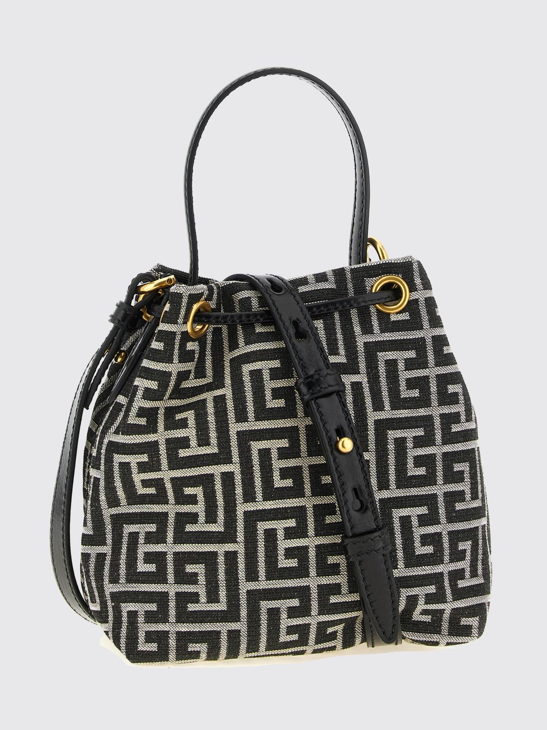 BALMAIN OS pulse mini bucket bag with pb monogram and padlock