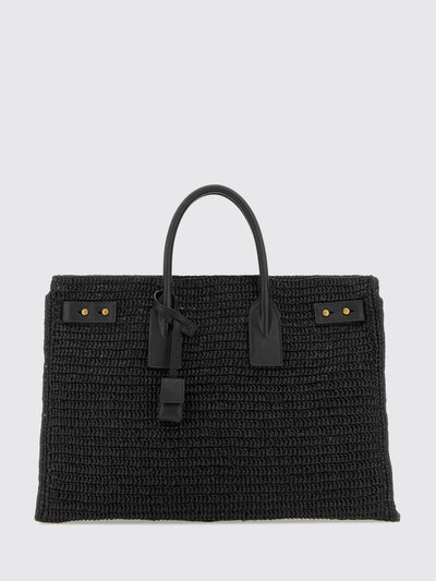 sac de jour handbag in crochet raffia and calfskin leather
