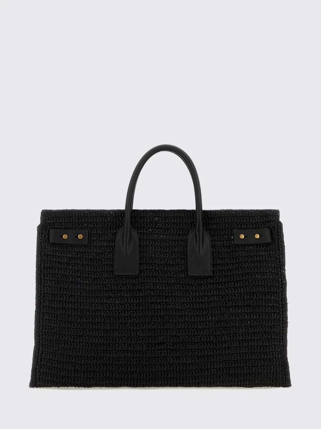 SAINT LAURENT OS sac de jour handbag in crochet raffia and calfskin leather