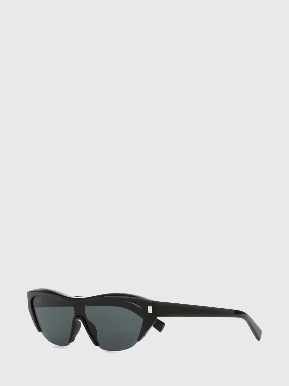 black acetate cat-eye sunglasses with flared shape and nylon lenses