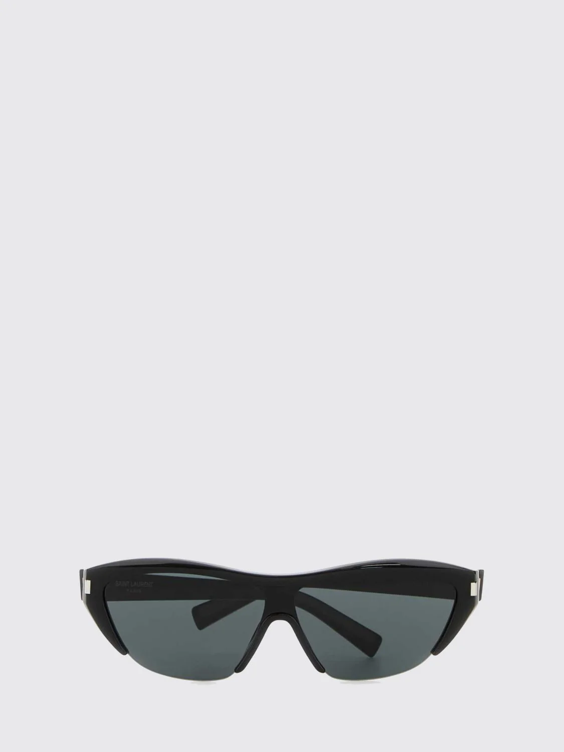 black acetate cat-eye sunglasses with flared shape and nylon lenses