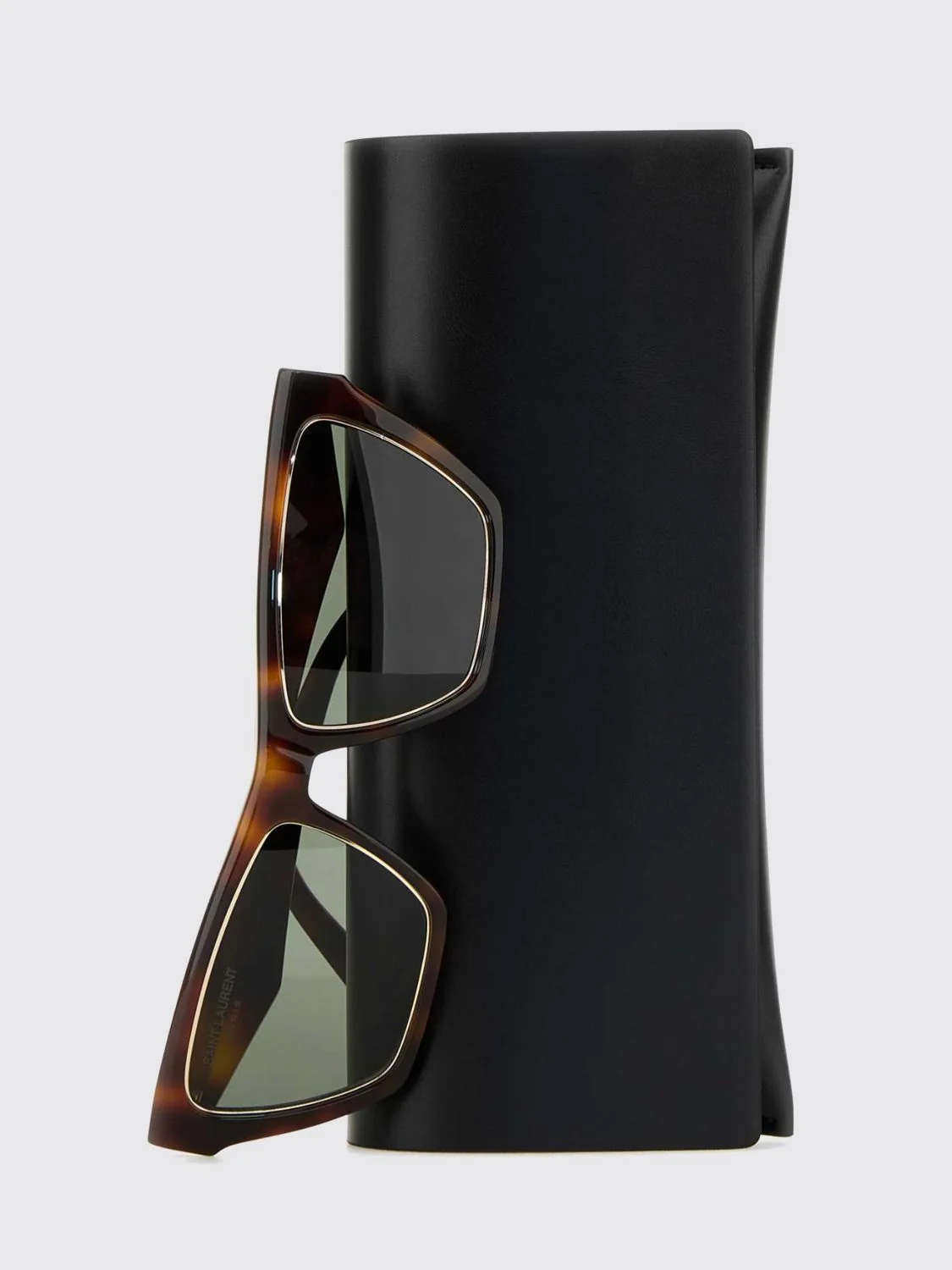 tortoiseshell acetate cat-eye sunglasses with ysl logo and rectangular shape
