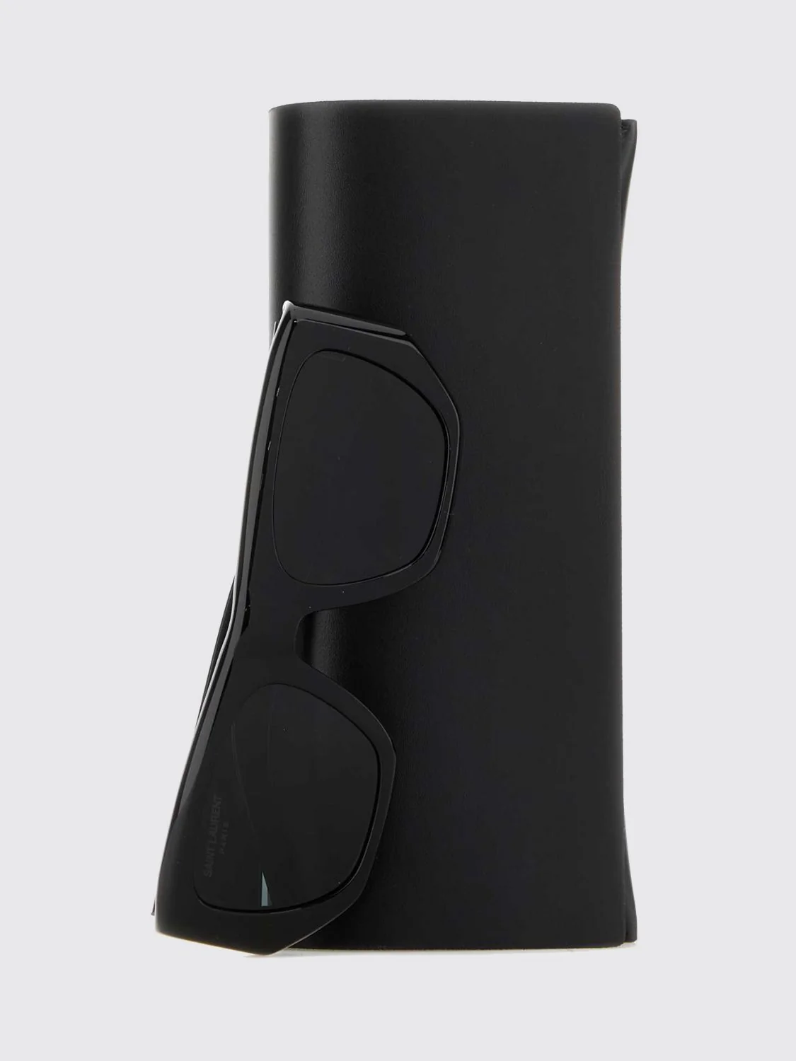 black acetate rectangular cat-eye sunglasses with lettering logo