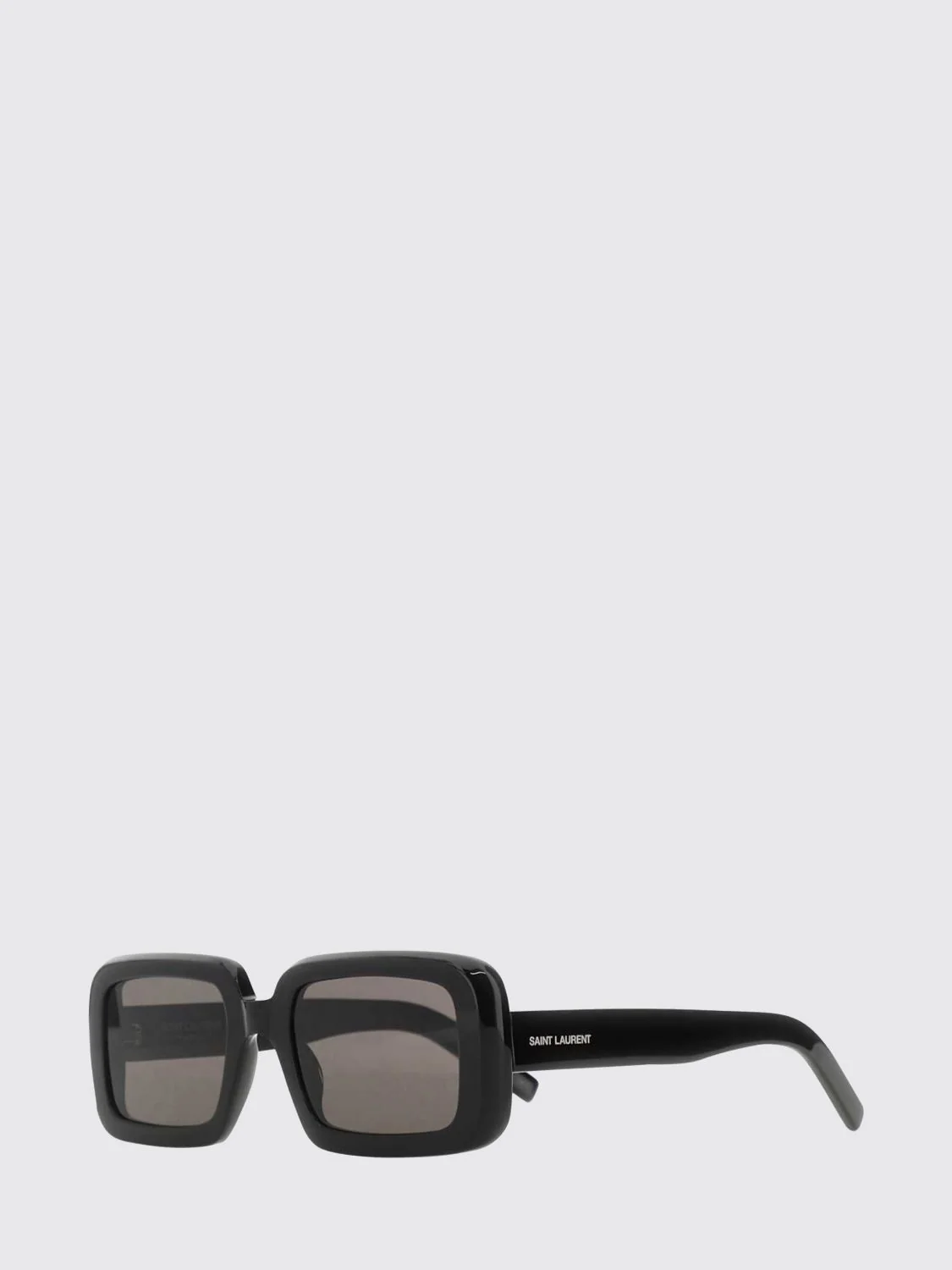 SAINT LAURENT OS rectangular black acetate sunglasses with printed logo on the temples