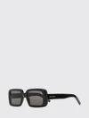 rectangular black acetate sunglasses with printed logo on the temples